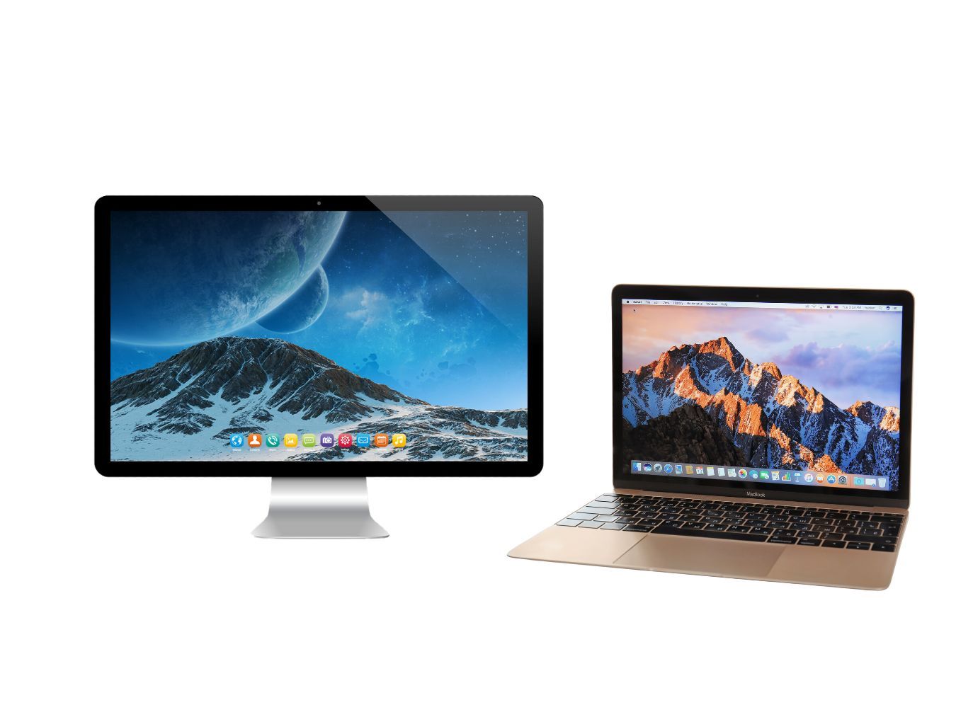 Mac computer screen and laptop